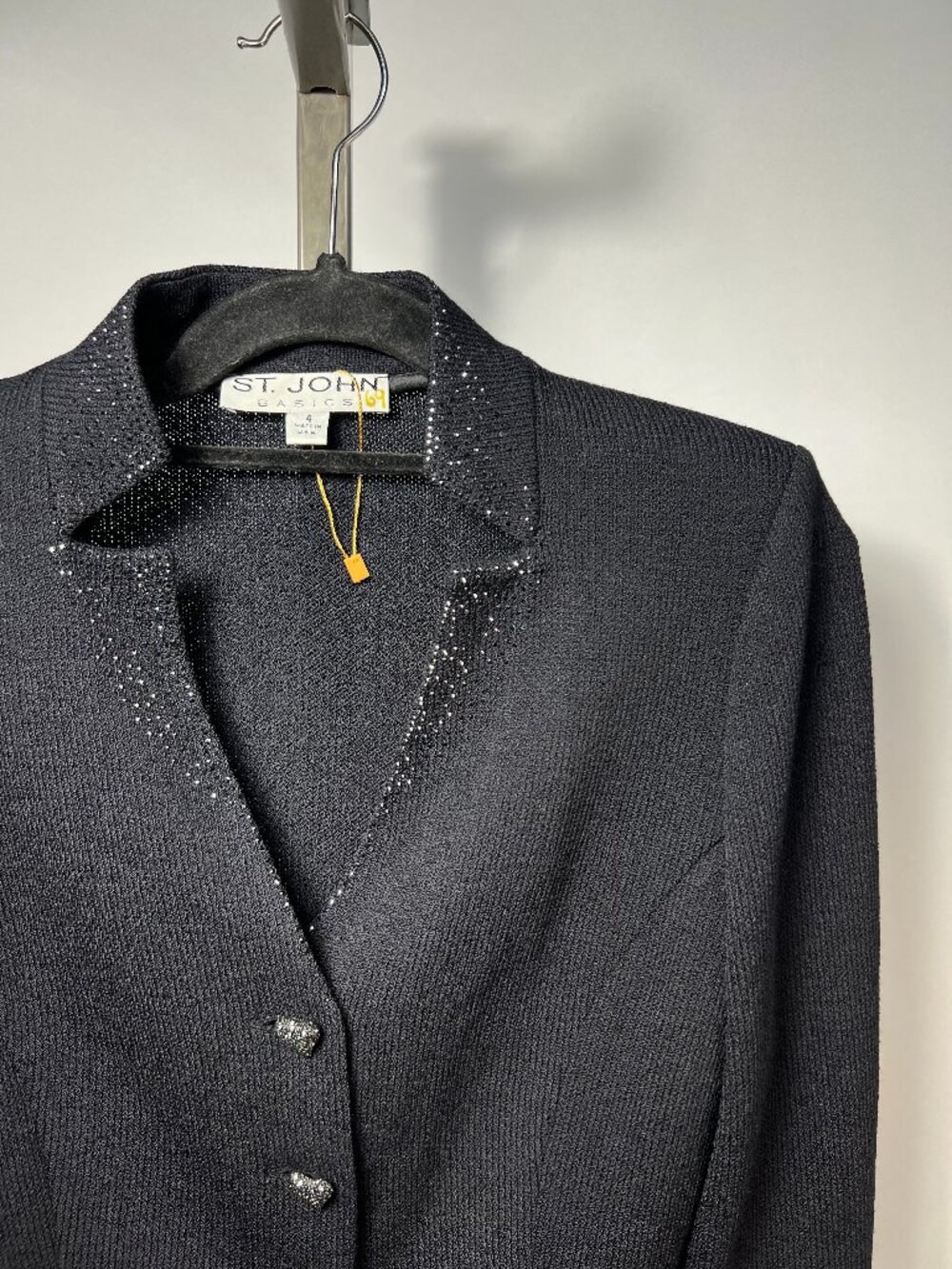 ST.JOHN Santana Knit Blazer, Crystal Embellished/Heart Shaped Buttons 4 LNWOT